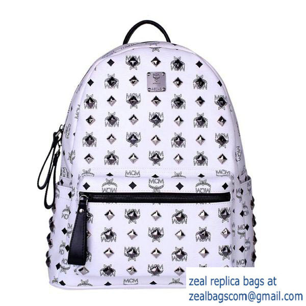 High Quality Replica MCM Stark Studded Medium Backpack MC2089 White